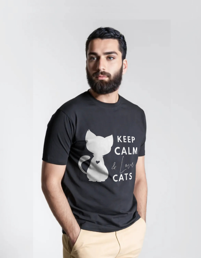 Keep Calm & Love Cats - Minimalist T-Shirt