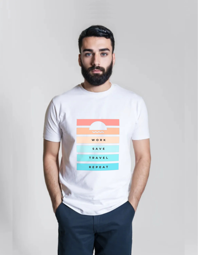 Work Save Travel Repeat – Wanderlust T-Shirt