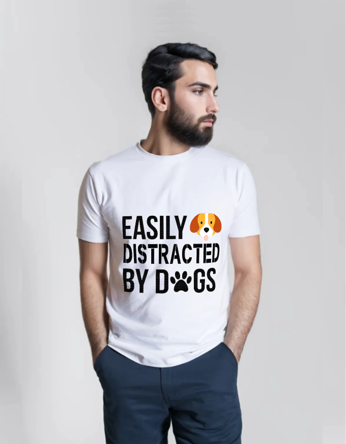 Easily Distracted by Dogs T-Shirt – Dog Lovers Tee