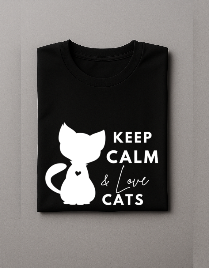 Keep Calm & Love Cats - Minimalist T-Shirt