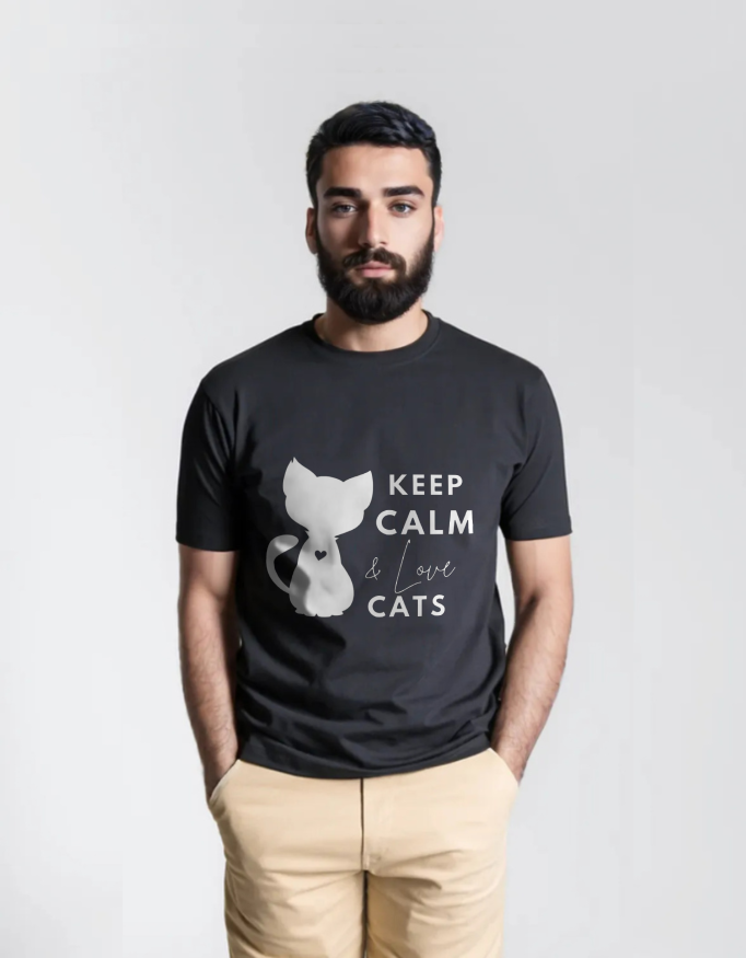 Keep Calm & Love Cats - Minimalist T-Shirt