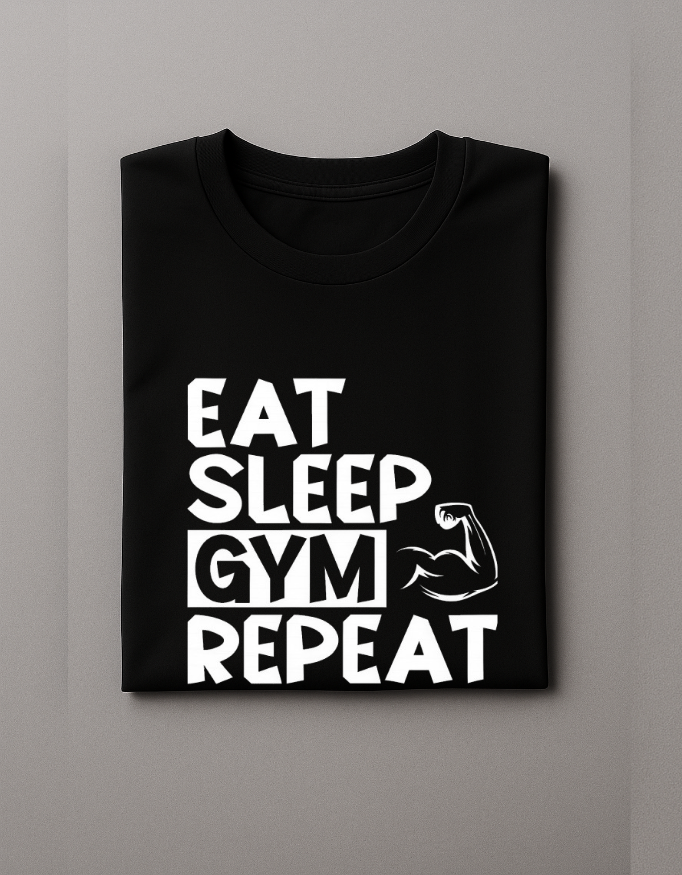 Eat Sleep Gym Repeat – Hustler T-shirt