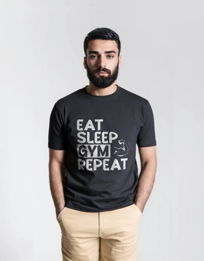Eat Sleep Gym Repeat – Hustler T-shirt