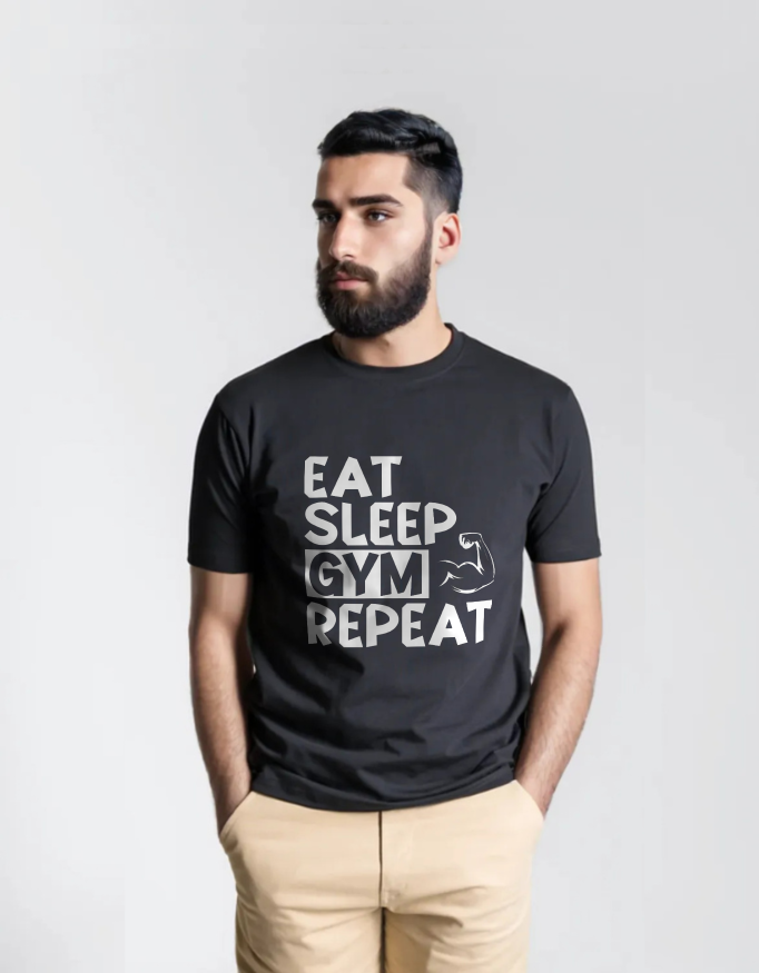 Eat Sleep Gym Repeat – Hustler T-shirt