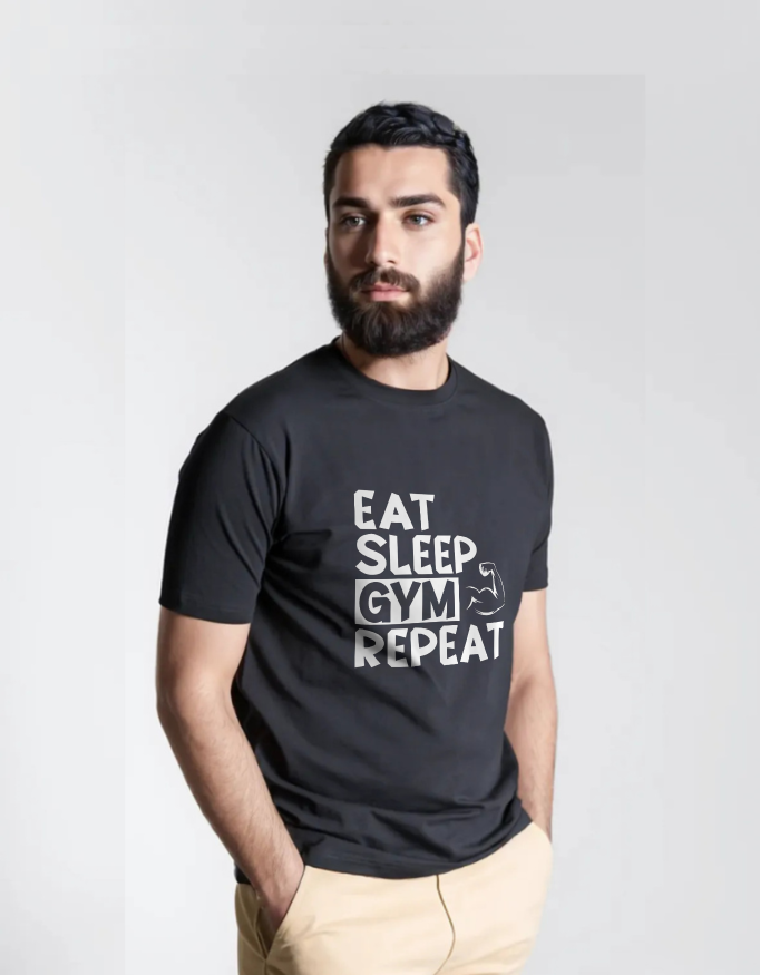 Eat Sleep Gym Repeat – Hustler T-shirt